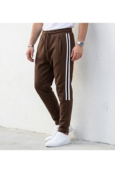 Plus Scorpion بنطلون رياضي رجالي من القطن بقصة ضيقة مع تفاصيل شريطية جانبية ل...