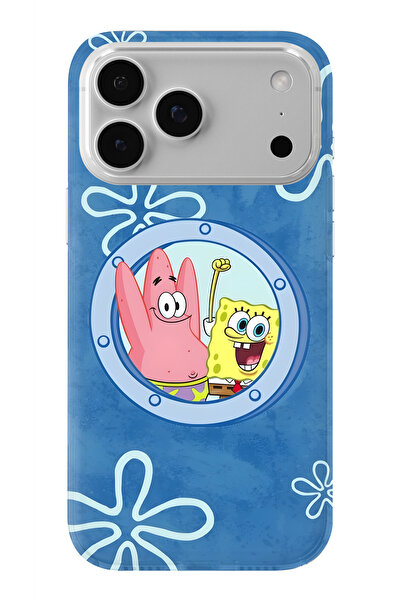 Multitronic حافظة شفافة مطبوعة بتصميم سبونج بوب متوافقة مع آيفون 17 برو ماكس