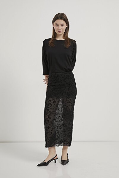 Arma Life Armalife 1804 Flocked Detail Tulle Mini Lined Women's Skirt