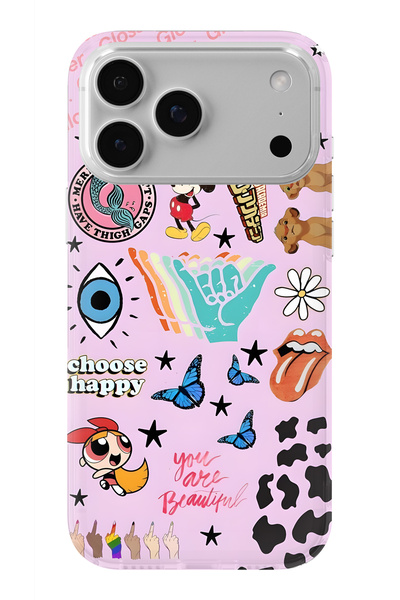 Multitronic حافظة شفافة مطبوعة بتصميم Happy Design متوافقة مع iPhone 17 Pro Max