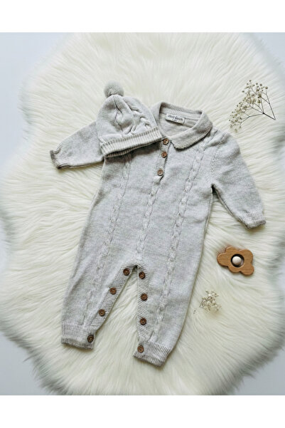 Generic افرول ولادي مع طاقية مقاسات حتى عمر سنة - بيج فاتح