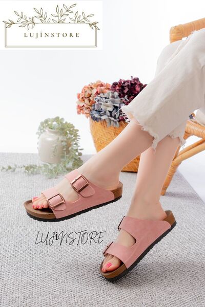 ljn lujinstore Luji̇nstore Double Buckle Unisex Slippers Comfortable Home and...