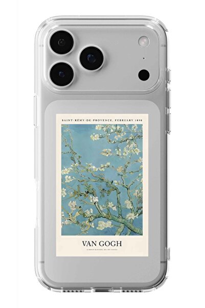 Multitronic حافظة شفافة مطبوعة بتصميم زهر اللوز متوافقة مع هاتف iPhone 17 Pro...