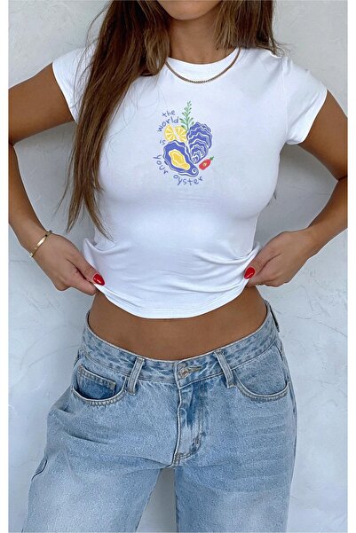 Flaubert -Women's Combed Cotton Fabric Short-Sleeved Crop Slim Fit