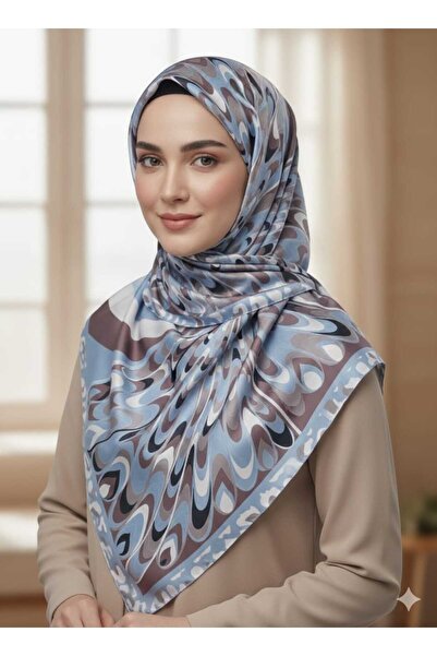 Store İpeksi Doku Geometrik Desen Eşarp 90×90