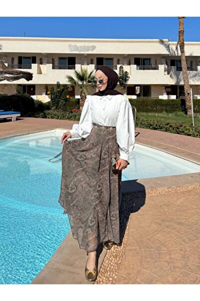 Butik etnik desen şifon etek