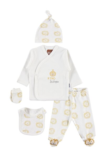 Minidamla Aslan Patterned 5-Piece Bodysuit Sets - Ecru