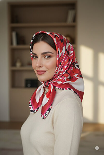 Store İpeksi Doku Geometrik Desen Eşarp 90×90