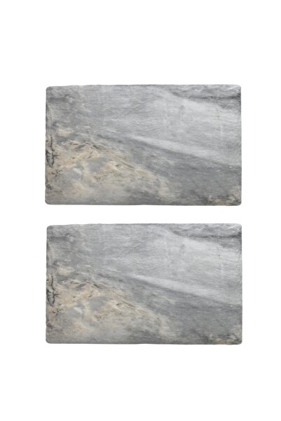 Culinaro Set of 2 rectangular melamine plates Marble 26.5x16.2xh1cm
