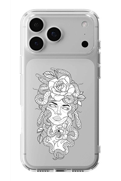 Multitronic حافظة شفافة مطبوعة بتصميم ميدوسا متوافقة مع هاتف آيفون 17 برو ماكس