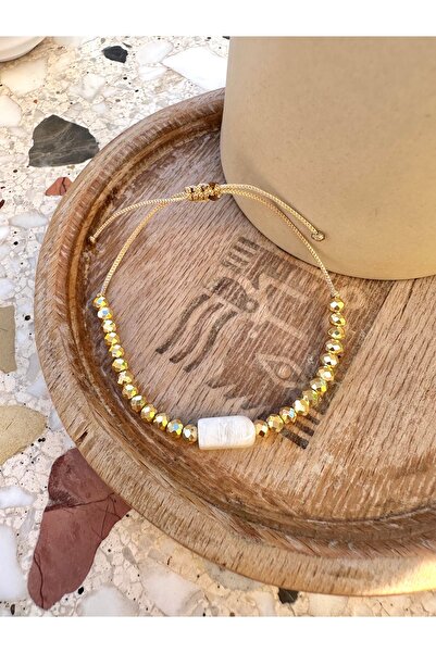 Atelier Çağla Gold Crystal Moonstone Bead Bracelet