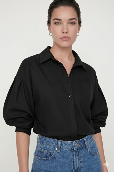 Cistern İstanbul Women's Short Sleeve Shirt with Pocket Detail