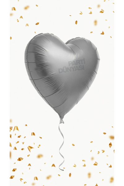 ENG PARTİ DÜNYASI Heart Foil Balloon Silver Color 18 Inch