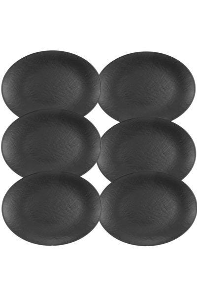 Culinaro Set 6 farfurii ovale melamina Tilda Matt Black 35x26xh2,7cm