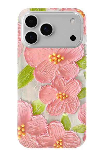 Multitronic حافظة شفافة مطبوعة بتصميم زهرة وردية متوافقة مع هاتف iPhone 17 Pr...