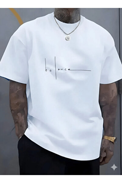 kahire تيشيرت كبير الحجم مطبوع عليه BALANCE