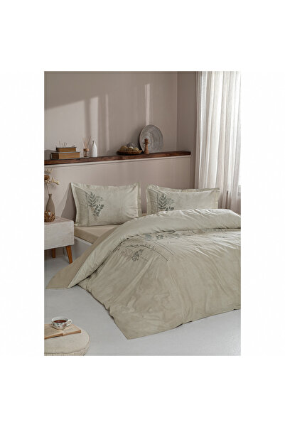 Özdilek Ranforce Double Duvet Cover Set 100% Cotton Cream – Conium Pattern