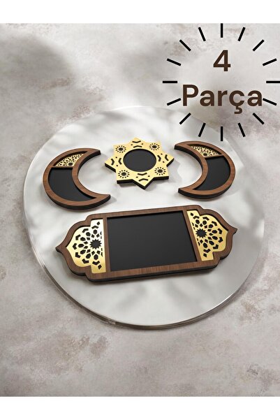 Pemina Hoşgeldin Ramazan 4'lü Set - Modern Ahşap & Pleksi Detaylı Şık Tasarım