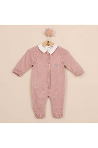 Generic ميني جنتل أفرول تريكو بيبي للبنات بتصميم قطعة واحدة مع أزرار - وردي