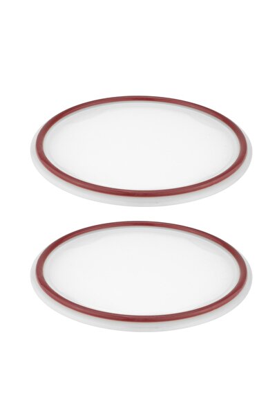 Raki Set of 2 silicone lids 17cm for Crock jar, white/red