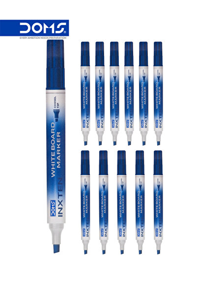 doms قلم سبورة بيضاء، رأس مشطوف، حبر أزرق، سلسلة INXTEN، عبوة من 12 قلمًا