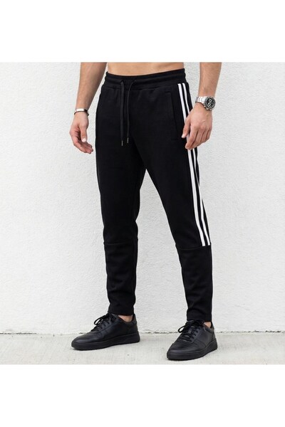 Plus Scorpion Men's Slim Fit Cotton Sweatpants with Side Stripe Detail for Ca...