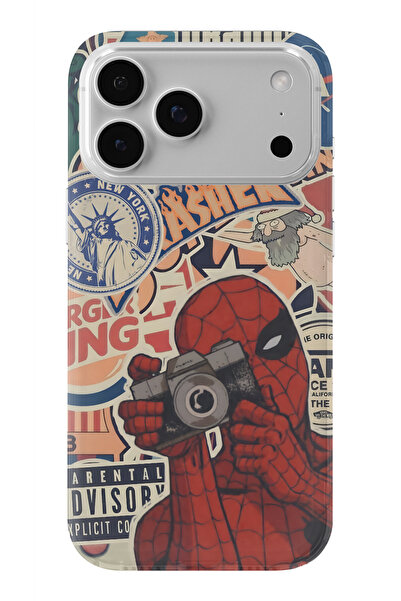 Multitronic حافظة شفافة مطبوعة بتصميم سبايدر مان متوافقة مع هاتف آيفون 17 برو...