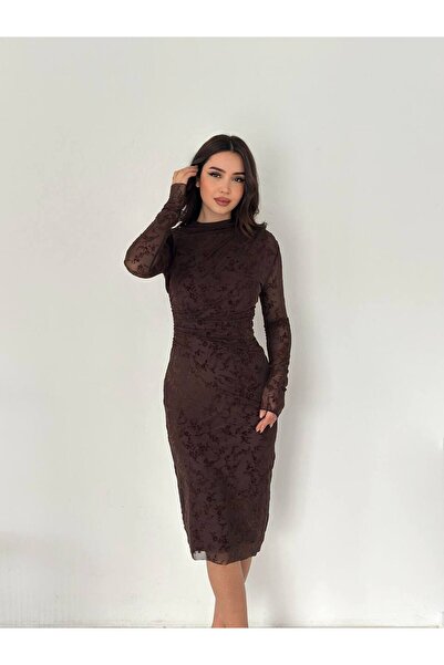 Butik yan 1büzgülü tül elbise