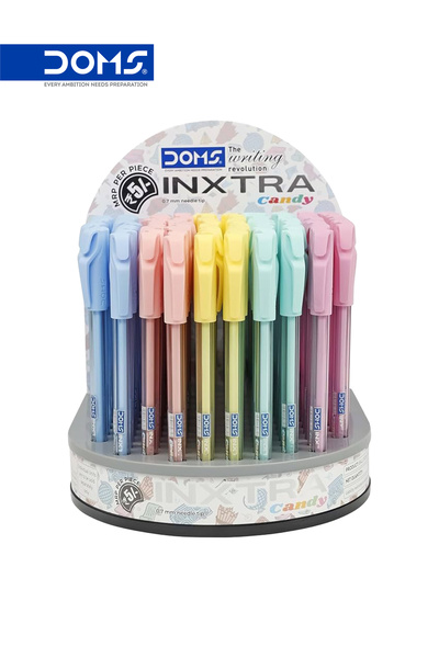 doms INXTRA Candy Ball Point Pen 0.7 mm Needle Tip Blue Ink Jar Pack of 100