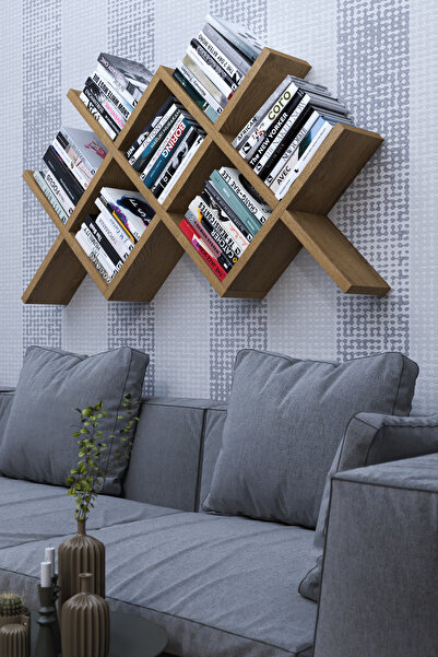 moka park avm Kitaplık Modern Dekoratif Kitaplık Gri Manol Şık Duvar Monte Ki...