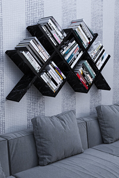 moka park avm Kitaplık Modern Dekoratif Kitaplık Gri Manol Şık Duvar Monte Ki...