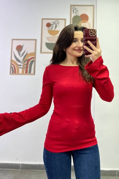 bydenizcollection Boat Neck Camisole Fabric Spanish Sleeve Blouse