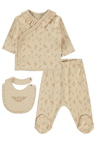 Civil Baby Embossed Leaf Print Bodysuit Sets - Ivory 0-1 Month