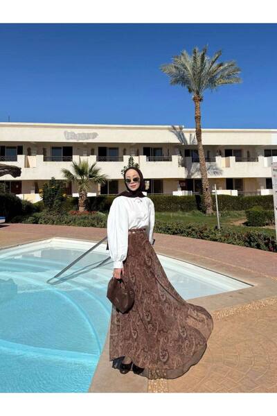 Butik etnik desen şifon etek