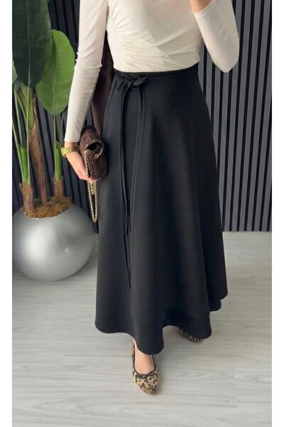 TrendParis Side-Tie Zippered Scuba Skirt