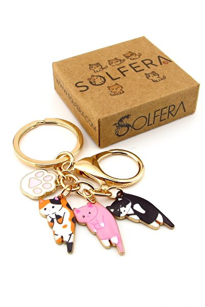 Solfera Breloc metalic cu ornament pentru geantă, cu labe de pisicuță, KY142