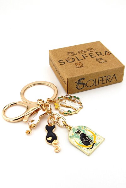 Solfera Pisici drăguțe Tarot Moon Card Flori colorate Ornament pentru geantă ...