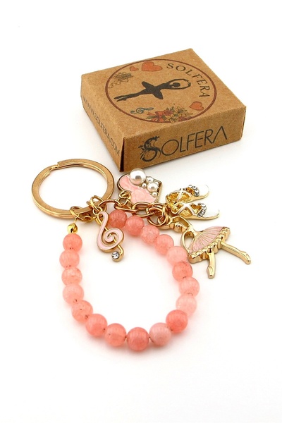 Solfera Breloc cu piatră naturală în formă de balerină, ornament pentru geant...