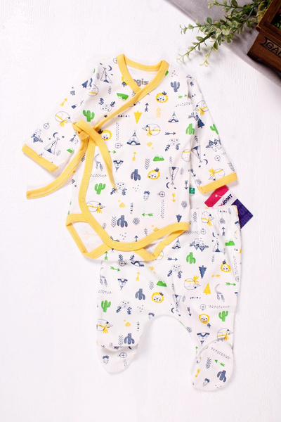 Beruflic Double Breasted Tied Camp Patterned 2-Piece Men's Set