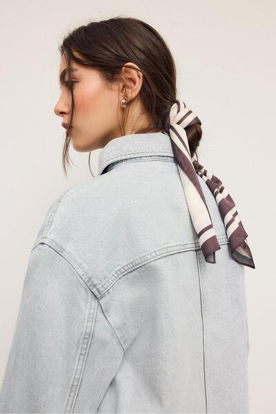 Stradivarius Kare çizgili fular