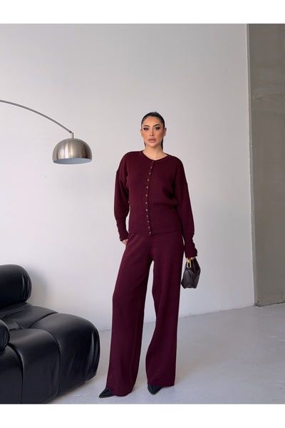 erki triko Snap Detailed Crew Neck Cardigan, Elastic Waist Drawstring Pants, ...