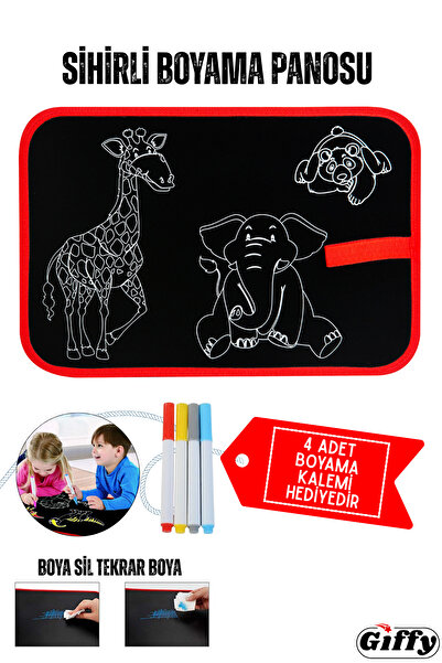 giffy Sihirli Boyama Panosu 4 Farklı Temalı Boya Sil ve Tekrar Boya Özellikli...