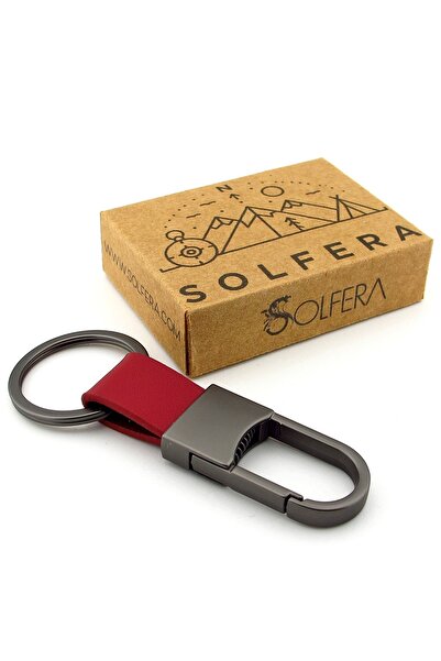 Solfera Kanca Hook Design Claret Red Dark Red Leather Anthracite Gray Metal K...