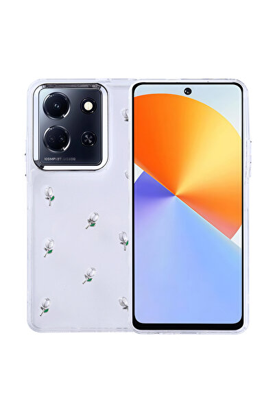 Ceponya حافظة لهاتف انفينيكس نوت 30 5G بتصميم وسادة هوائية وغطاء عمود شفاف فضي