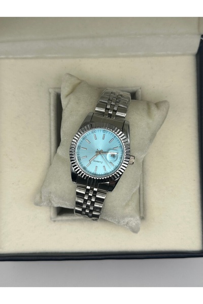 QUARTZ Çelik Kordon Turkuaz Kadranlı Kadın Kol Saati Hediye Kutusunda