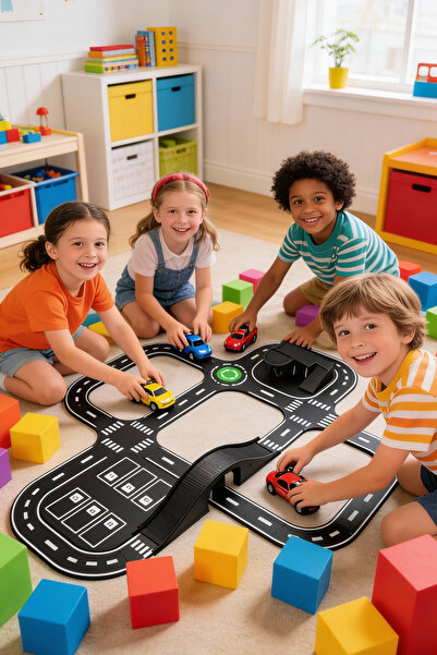 kutuTR Oyuncak Araba, Araç Parkuru Puzzle -eğitici Ve Eğlenceli Yol Yapım Ahş...