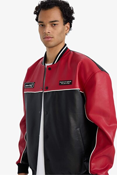 DeFacto Men's Leather Coat F8598Ax/Bk27 Black