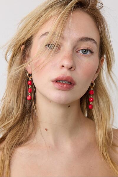 Stradivarius 2'li domates küpe seti