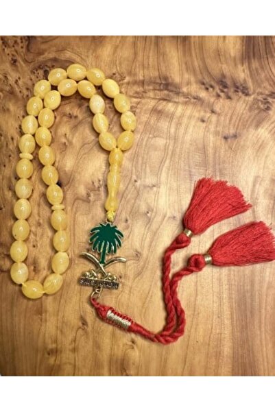 generalled Yellow Prayer Beads with Two Swords and Palm Tree