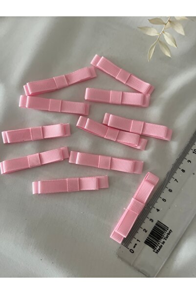 partici dükkanı Two Layers Grogen Ready-Made Bow Ribbon - Pink Color-6X1Cm-30Pcs